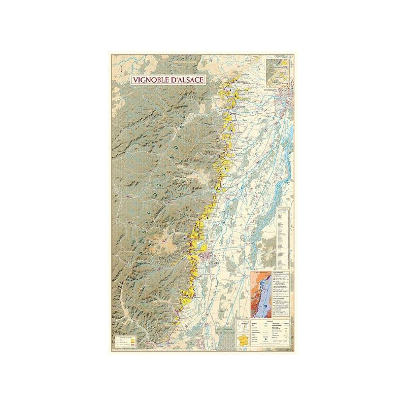 Alsace Vineyard Wine Map 30x40 cm | Benoît France