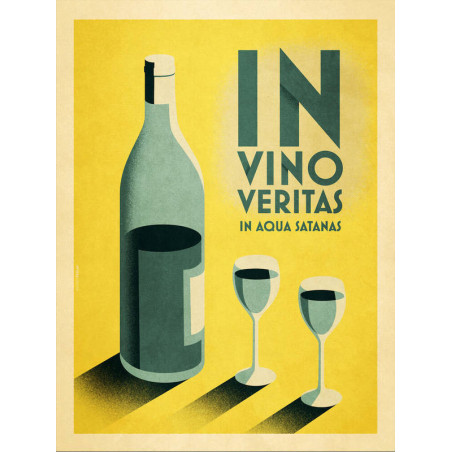 Poster A3 "In Vino Vertias, In Aqua Satanas" 29.7x42 cm | Mathieu Persan