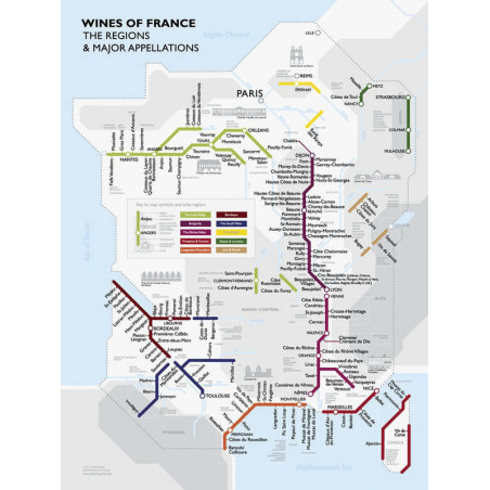 Carte murale 45x60cm "Métro des vins de France" | Steve De Long