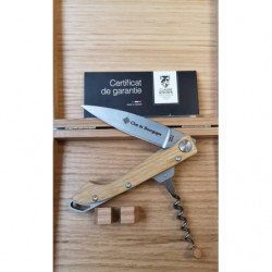 Folding pocket knife "Clos de Bourgogne" with corkscrew and handle in Burgundy oak | Claude Dozorme