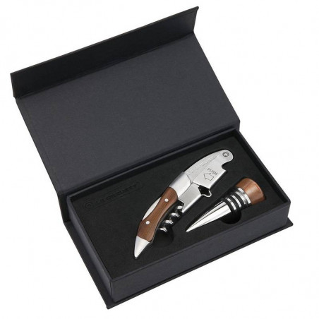 Double lever sommelier corkscrew & wood/stainless steel cork set |  Le Creuset