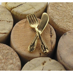 Solid silver gold-plated Knife-Fork Pin | Jean-Luc Scaglia