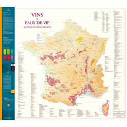 Carte pliée de France des Vins et Eaux-de-Vie d'Appellation d'Origine 99x88 cm | Benoît France