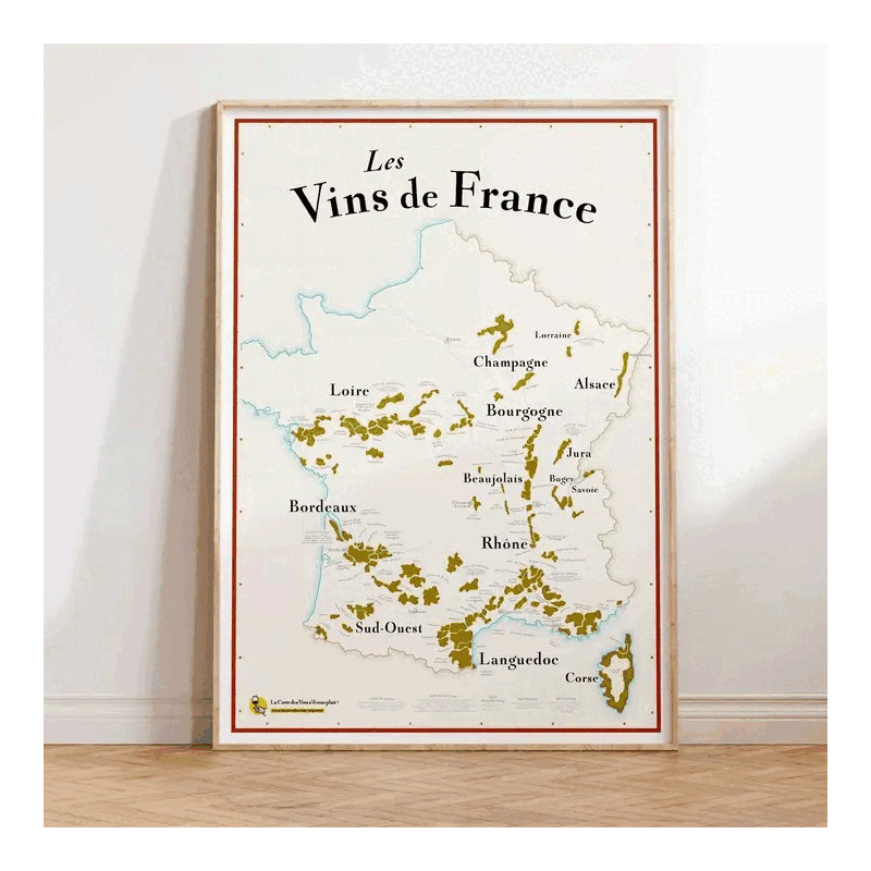 Carte diticole des Vins de France (Carte murale à gratter) 50x70cm | La Carte des Vins s'il vous plait ?