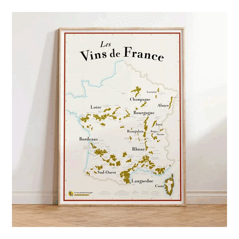 Carte murale 50x70cm "Vins de France" | La Carte des Vins s'il vous plait