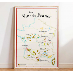 Carte murale 50x70cm "Vins de France" | La Carte des Vins s'il vous plait