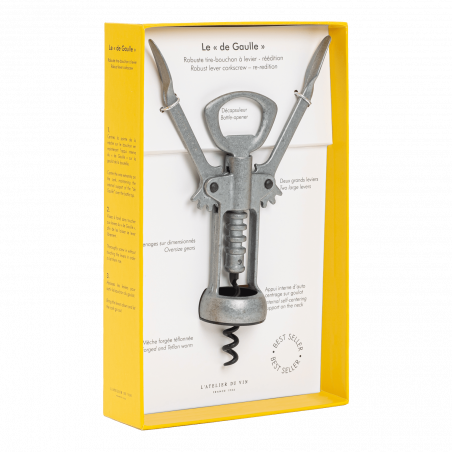 Corkscrew the ''De Gaulle'' with double lever and bottle opener | l'atelier du vin