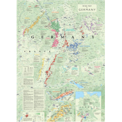 Carte pliée 61x91 cm (dépliée), 23.5cmx16 cm (coffret) "Vins d'Allemagne"| Steve De Long