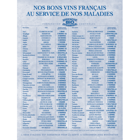 Poster 30x40cm "Our good French wines at the service of our diseases" | Pierre Barbier