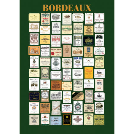 Poster of 70 labels "Vins de Bordeaux" 60x80cm | Pierre Barbier