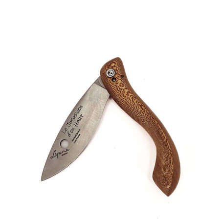 Folding pocket knife "Le Jurassien d'en Haut", plane tree handle