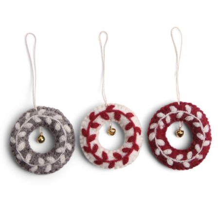 Set of 3 wreath ornaments