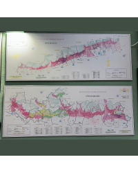 Map of the Vineyards and Climats of Burgundy: set of 2 Maps 150x58 cm of the wines of "La Côte de Beaune & la Côte de Nuits"