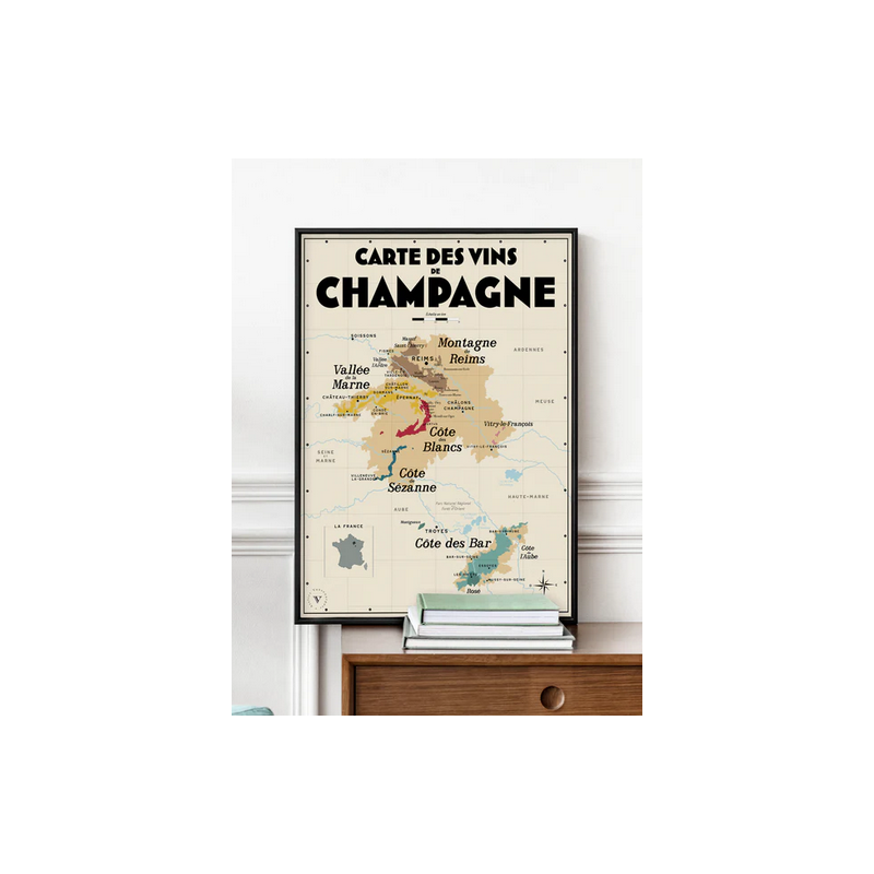 Carte murale 50x70 cm "Vins de Champagne" | Atelier Vauvenargues