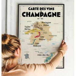 Carte murale 50x70 cm "Vins de Champagne" | Atelier Vauvenargues