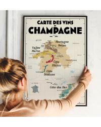 Carte murale 50x70 cm "Vins de Champagne" | Atelier Vauvenargues