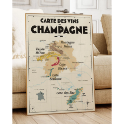 Carte murale 50x70 cm "Vins de Champagne" | Atelier Vauvenargues