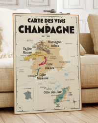 Carte murale 50x70 cm "Vins de Champagne" | Atelier Vauvenargues