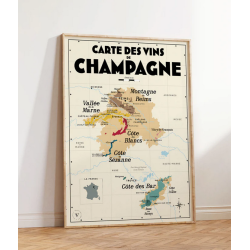 Carte murale 50x70 cm "Vins de Champagne" | Atelier Vauvenargues