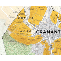 Carte du vignoble de "Cramant Grand Cru" dans la Côte des Blancs en Champagne 39x31cm | Steve De Long
