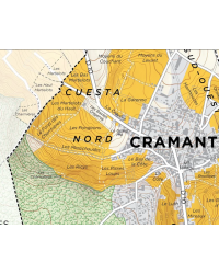 Carte du vignoble de "Cramant Grand Cru" dans la Côte des Blancs en Champagne 39x31cm | Steve De Long