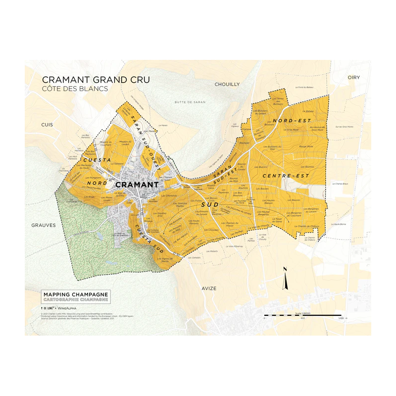 Carte murale 39x31 cm "Cramant Grand Cru" | Steve De Long