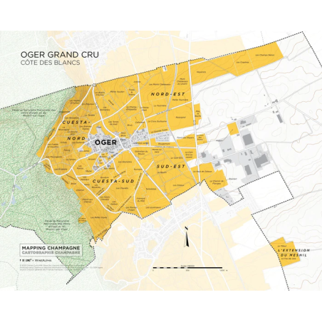 Carte murale 39x31 cm "d'Oger Grand Cru"  | Steve De Long - Charles Curtis MW