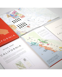 Carte pliée 61x91 cm (dépliée), 23.5x16 cm (coffret) "Vins de Californie"| Steve De Long