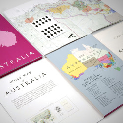 Carte pliée 61x91 cm (depliée), 23.5x16 cm (coffret) "Vins d’Australie"| Steve De Long