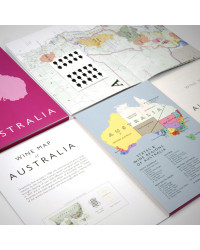 Carte pliée 61x91 cm (depliée), 23.5x16 cm (coffret) "Vins d’Australie"| Steve De Long