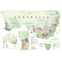 Carte pliée 61x91 cm (depliée), 23.5x16 cm (coffret) "Vins d’Australie"| Steve De Long