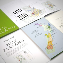 Carte pliée  61x91 cm (depliée), 23.5x16 cm (coffret) "Vins de Nouvelle-Zélande" | Steve De Long