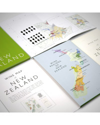 Carte pliée  61x91 cm (depliée), 23.5x16 cm (coffret) "Vins de Nouvelle-Zélande" | Steve De Long