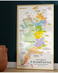 Carte murale 50x100cm "Vignoble de Champagne : La côte des blancs" | La Carte des Vins s'il vous plait