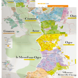 Carte murale 50x100cm "Vignoble de Champagne : La côte des blancs" | La Carte des Vins s'il vous plait