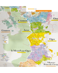 Carte murale 50x100cm "Vignoble de Champagne : La côte des blancs" | La Carte des Vins s'il vous plait