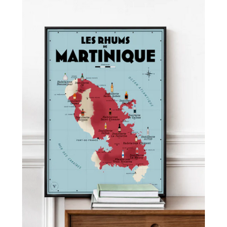 Carte murale 30x40 cm "Carte des Rhums de Martinique" | Atelier Vauvenargues