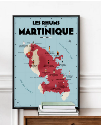 Carte murale 30x40 cm "Carte des Rhums de Martinique" | Atelier Vauvenargues