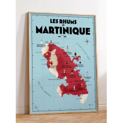 Carte murale 30x40 cm "Carte des Rhums de Martinique" | Atelier Vauvenargues