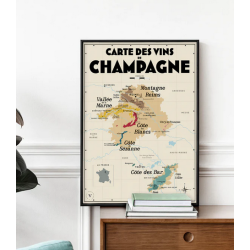 Carte des vins de Champagne - Affiche 30x40 cm | Atelier Vauvenargues