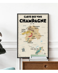 Carte murale 30x40 cm "Carte des vins de Champagne" | Atelier Vauvenargues