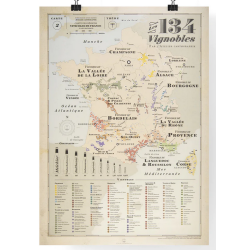 Map of the 134 vineyards of France 50x74 cm |Cartographik Workshop