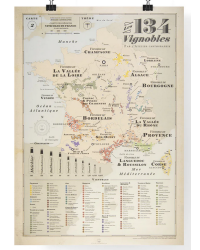 Carte des 134 vignobles de France 50x74 cm |Atelier Cartographik