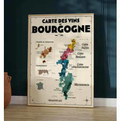 Carte des vins de Bourgogne 50x70 cm | Atelier Vauvenargues