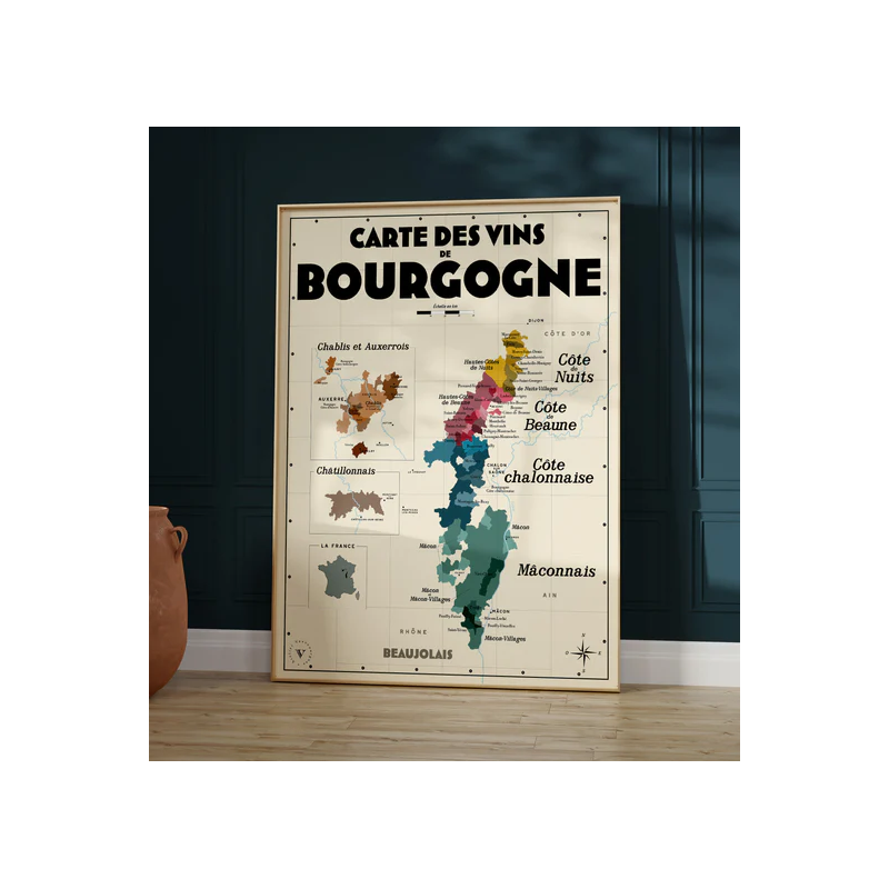 Affiche Les arômes du vin 50x70 - Cartes des vins de France