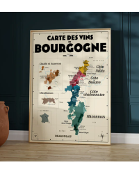 Carte murale 50x70 cm "Vins de Bourgogne" | Atelier Vauvenargues