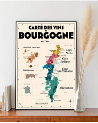 Carte des vins de Bourgogne 50x70 cm | Atelier Vauvenargues