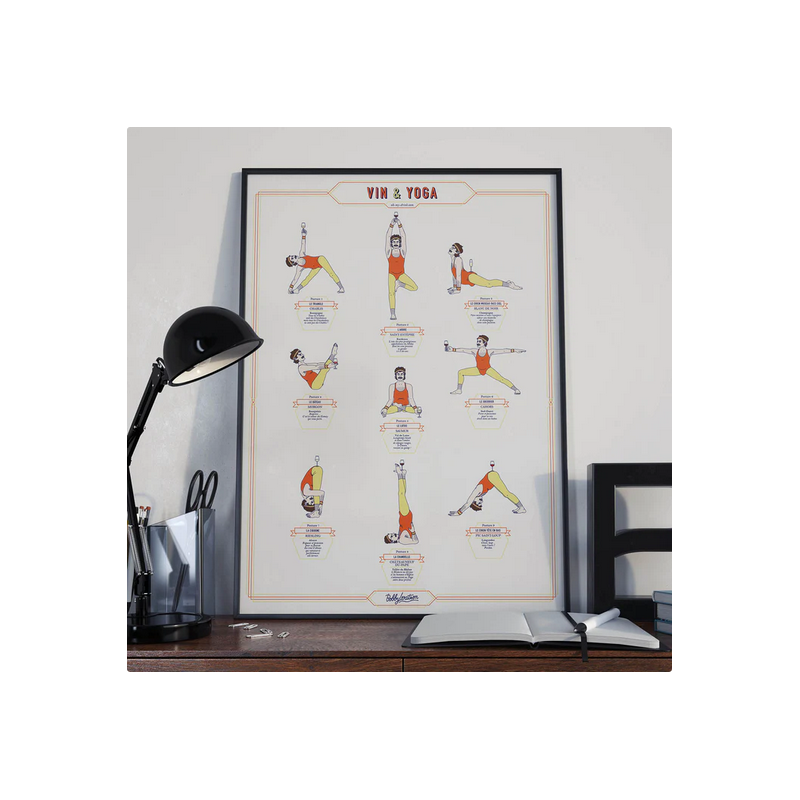 Wine & Yoga poster 30x40 cm "Monsieur"