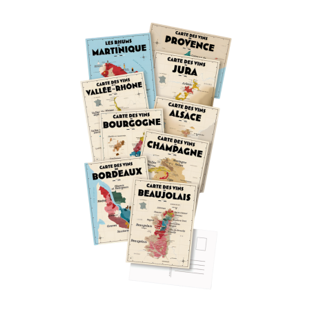 Pack de 9 cartes postales ''Vins de France" | Atelier Vauvenargues