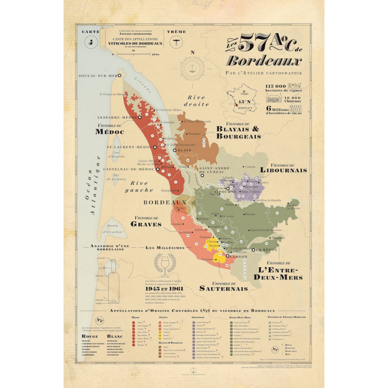 Wine list "57 AOC de Bordeaux" | Cartographic Workshop